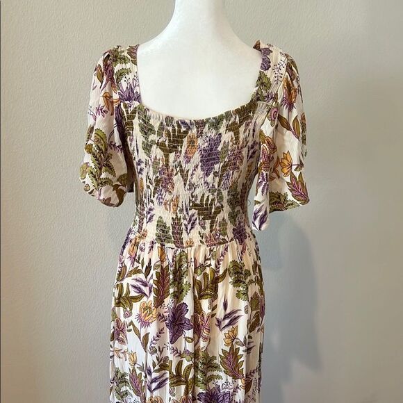 Floral Maxi Dress with Purple and Green Accents - Picture 6 of 7